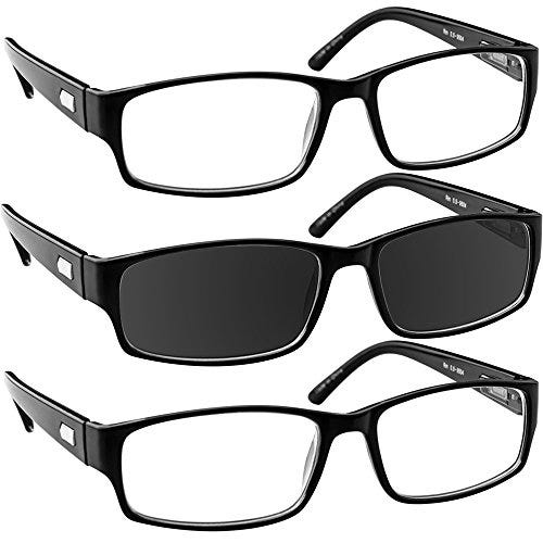 Reading Glasses - 9504HP - 3 Pack - 2 Black & 1 Sun Black - 2.50