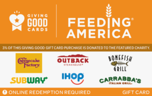 Giving Good Feeding America Gift Card