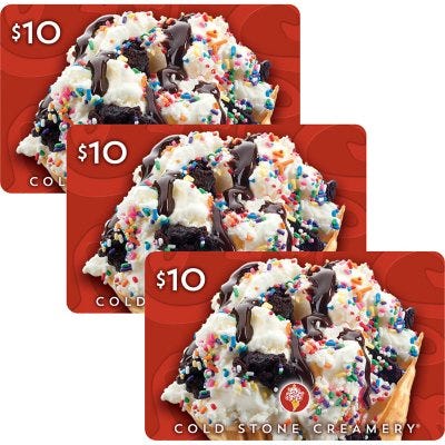 Cold Stone Creamery $30 Value Gift Cards - 3 x $10