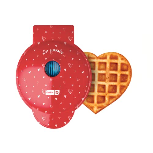 DASH Mini Maker for Individual Waffles, 4 Inch, Red Love Heart