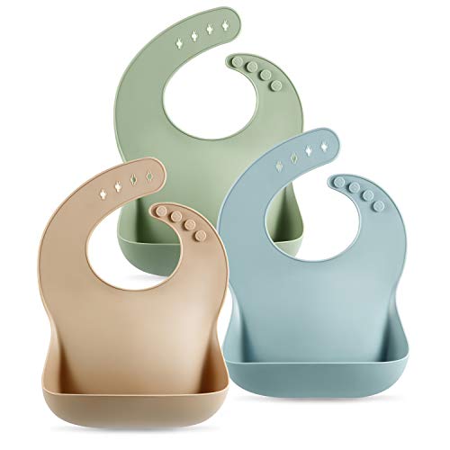 PandaEar Set of 3 Cute Silicone Baby Bibs for Babies & Toddlers