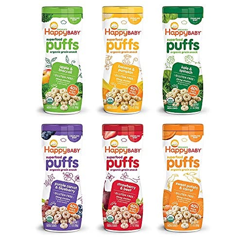 Happy Baby Organics Superfood Puffs, Variety Pack, 2.1 Ounce, Pack of 6 
