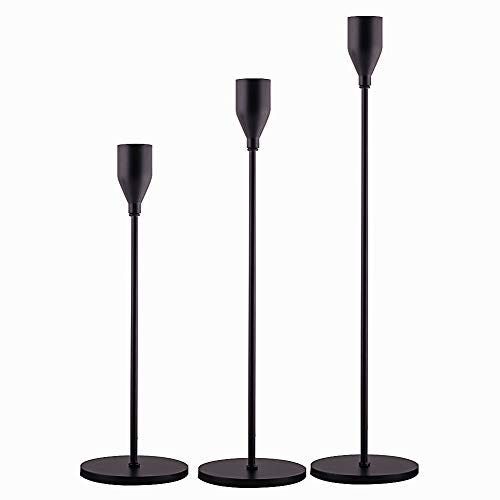 SUJUN Matte Black Candle Holders Set of 3 for Taper Candles