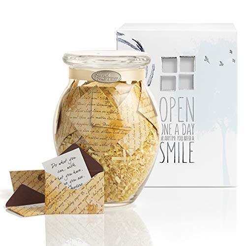 KindNotes Glass Keepsake Gift Jar with Positive Thoughts 