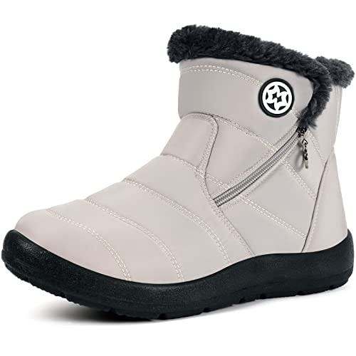 Hsyooes Womens Warm Fur Lined Winter Snow Boots 