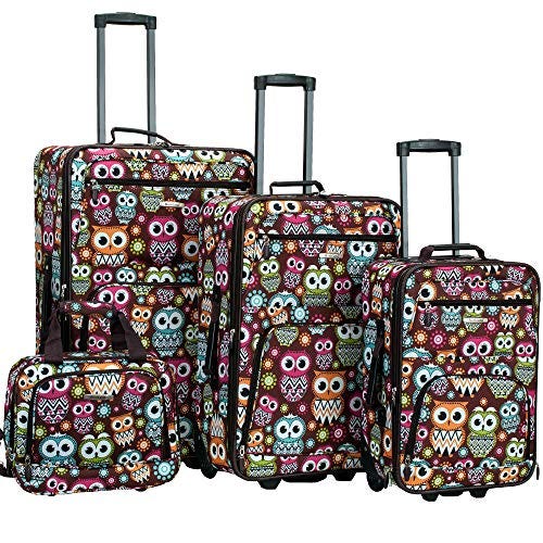 Rockland Jungle Softside Upright Luggage Set, Owl, 4-Piece (14/29/24/28)