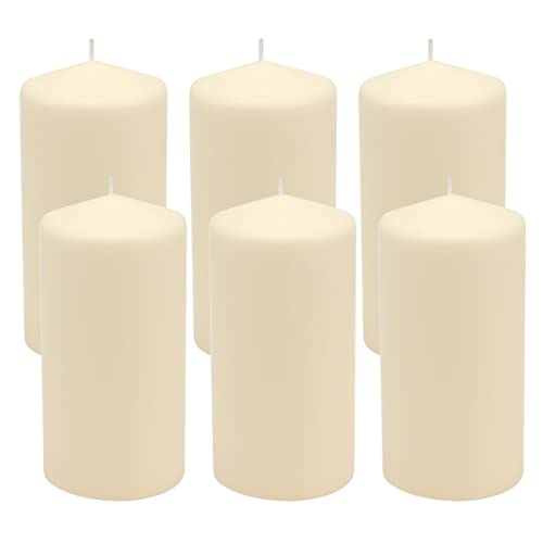 Stonebriar Tall 3 x 6 Inch Unscented Ivory Pillar Candle Set