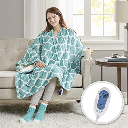 Comfort Spaces Plush to Sherpa Electric Blanket Shoulder and Neck Wrap with Matched Sock Set
