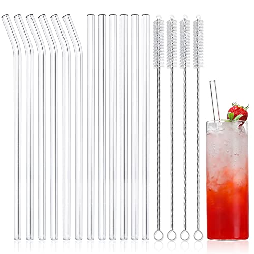 NETANY 12-Pack Reusable Glass Straws,